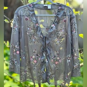 J. Jill embroidered net top (XL)